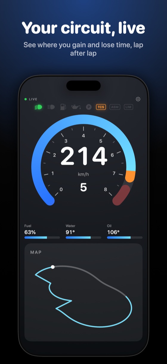 Your circuit, live: the track map with your car on it